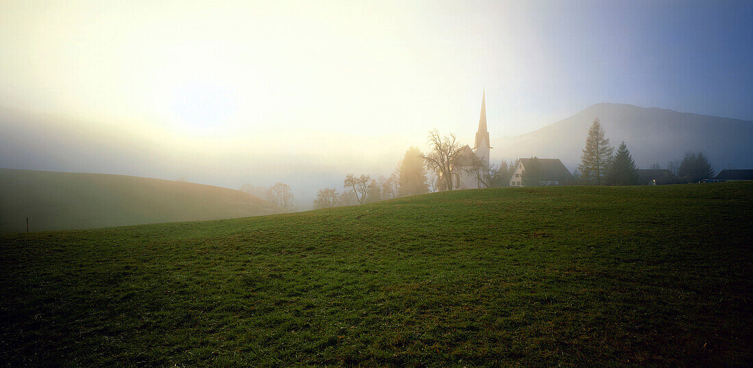 Misty Landscape near Unterammergau, Upper Bavaria, Germany