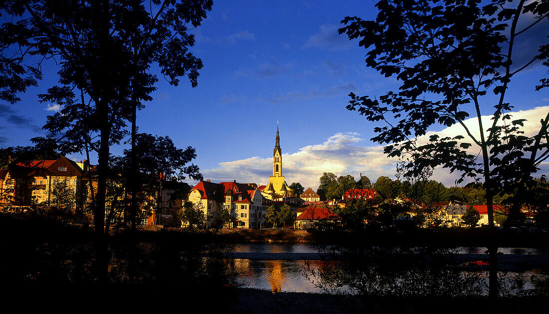 Bad Toelz on banks of River Isar, Oberbayern, Germany