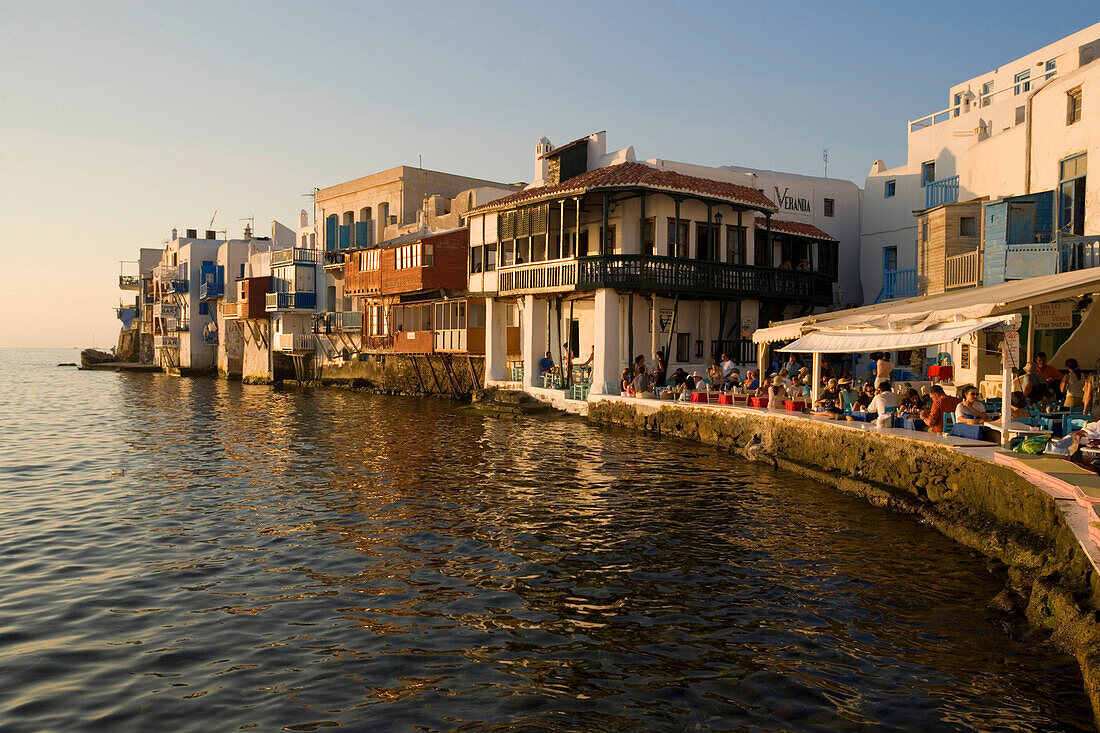 Bars directly at sea, Little Venice, Mykonos-Town, Mykonos, Greece