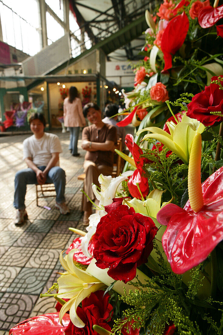 flower market,Blumenmarkt, Wenhua Guangshan, near Shaanxi Nanlu, flowers, flower market, floral, rose, plant, Markt, Markthalle, alt, old