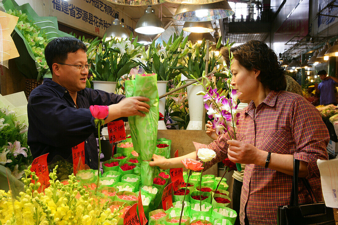 flower market,Blumenmarkt, Wenhua Guangshan, near Shaanxi Nanlu, flowers, flower market, floral, rose, plant, Markt, Markthalle, alt, old