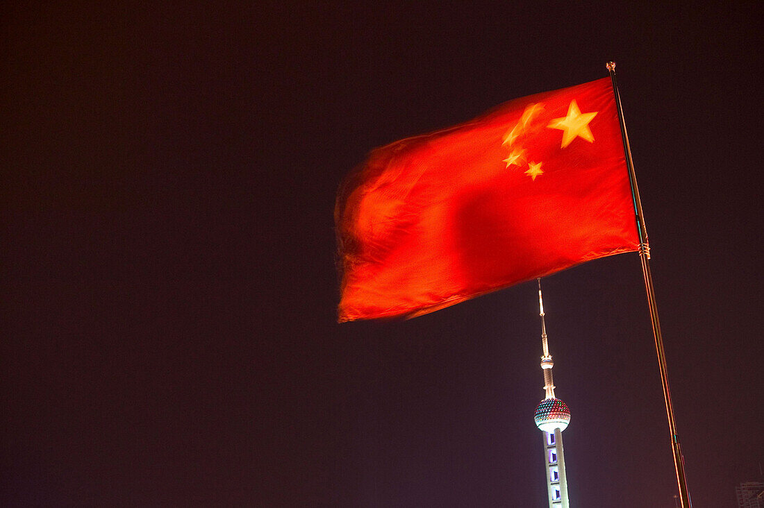 national flag, Oriental Pearl Tower, Pudong, Shanghai, China
