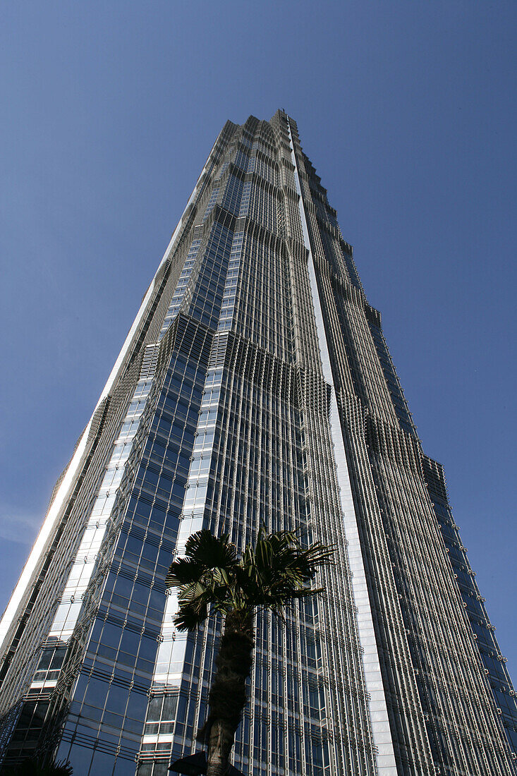 Jinmao Tower, Pudong,Center of Pudong, Lujiazui, Jin Mao Tower, 421 meter high, landmark, steel and aluminium fassade, 53rd to 87th floor, 53.-87, Grand Hyatt Hotel, Jin Mao