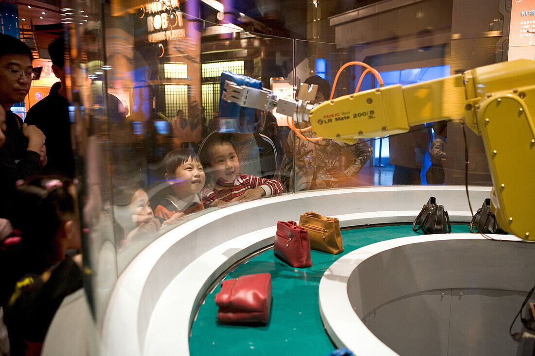 Science and Technology Museum, kids admire robot, science museum, exhibition, research, Century Square