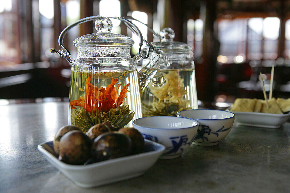 Tea flowers, Huxinting Teahouse, Mid Lake Pavilion Teahouse, Shanghai