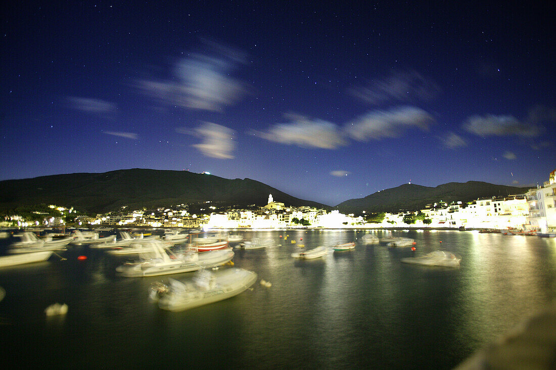 Costa Brava,Bucht von Cadaques, im Mondschein, Costa Brava, Katalonien Spanien