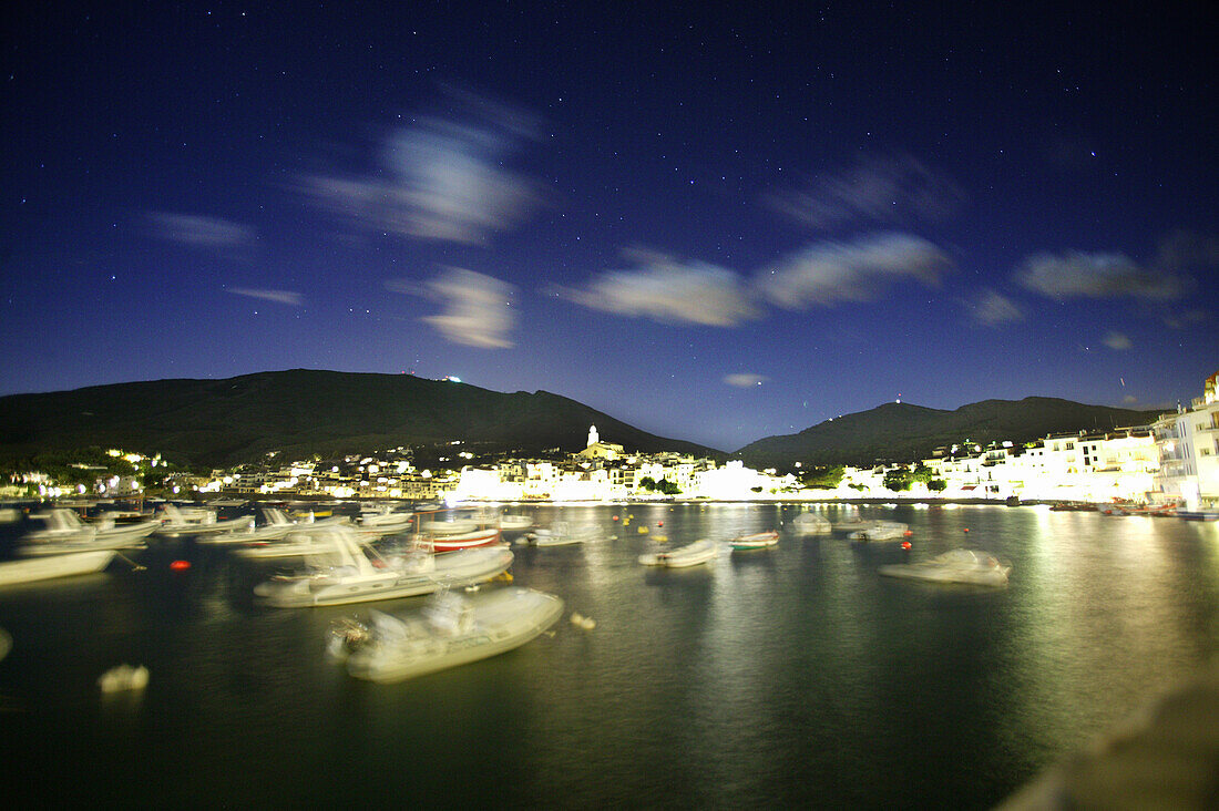 Costa Brava, Cadaques Bay, in the Moonlight, Costa Brava, Catalonia Spain