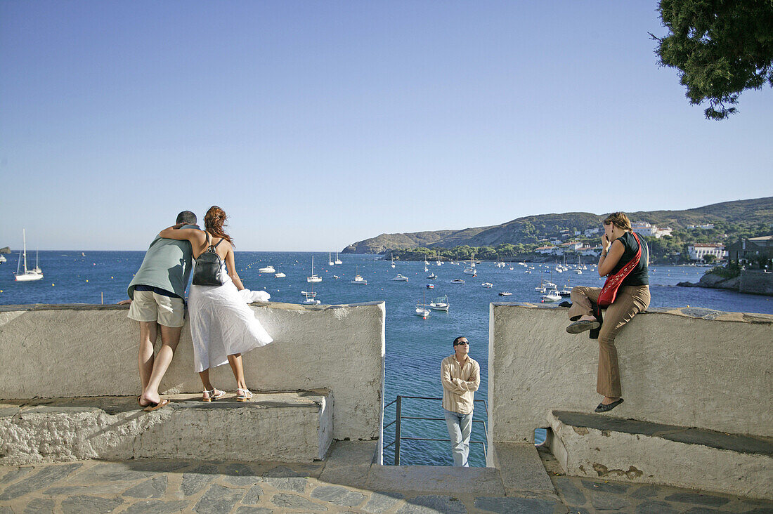 Costa Brava,View from the terrace beneath the Parish Church of Cadaques, Costa Brava, Catalonia Spain