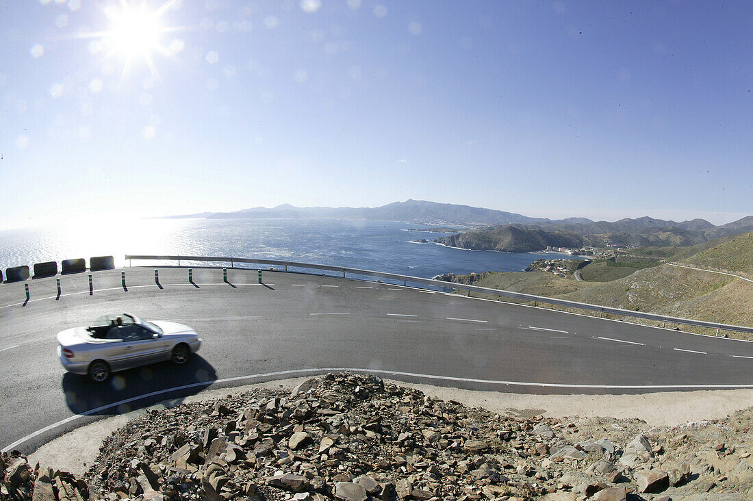 Costa Brava,Volvo C70, Coast Road above Portbou, Costa Brava, Catalonia Spain