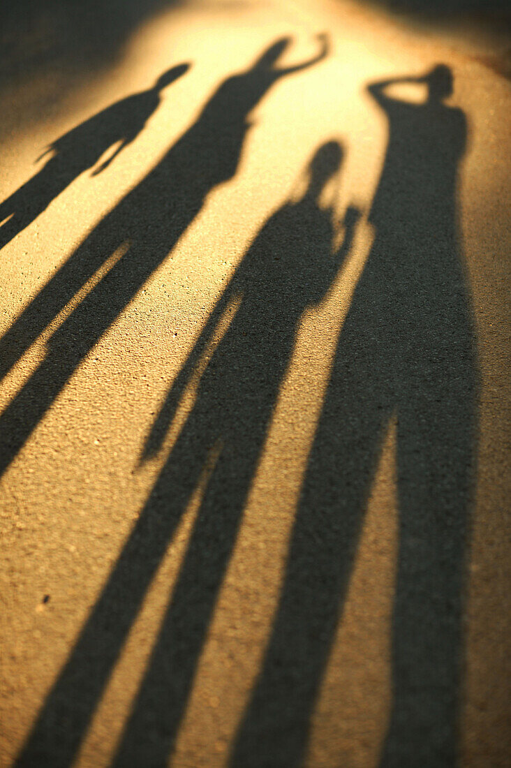 Shadows of a  familie on ground