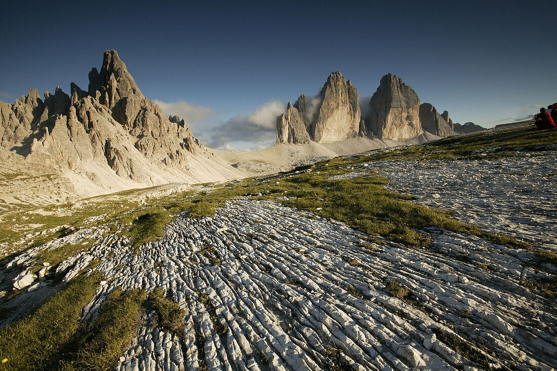 Tre Cimo di Lavaredo (3100m) and Paternkofel, Dolomiti di Sesto Natural Park, Dolomites, Italy