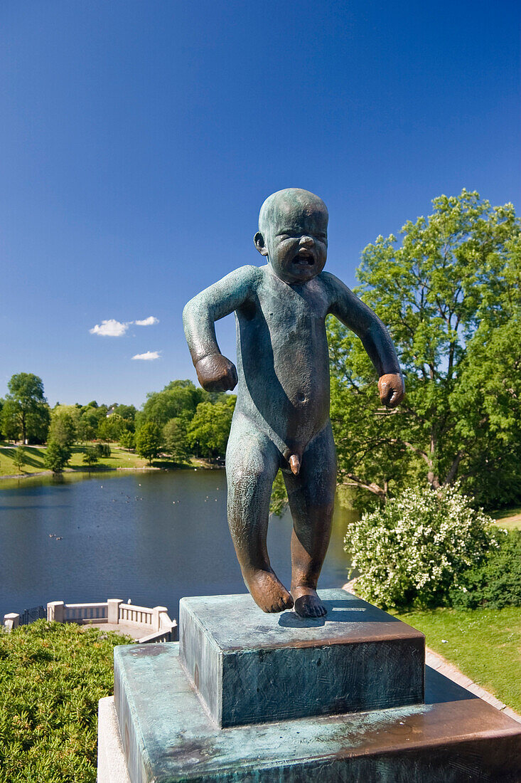 Vigeland Skulptur Angry Boy, Bronzestatue, Vigeland Park, Frogner Park, Oslo, Norwegen