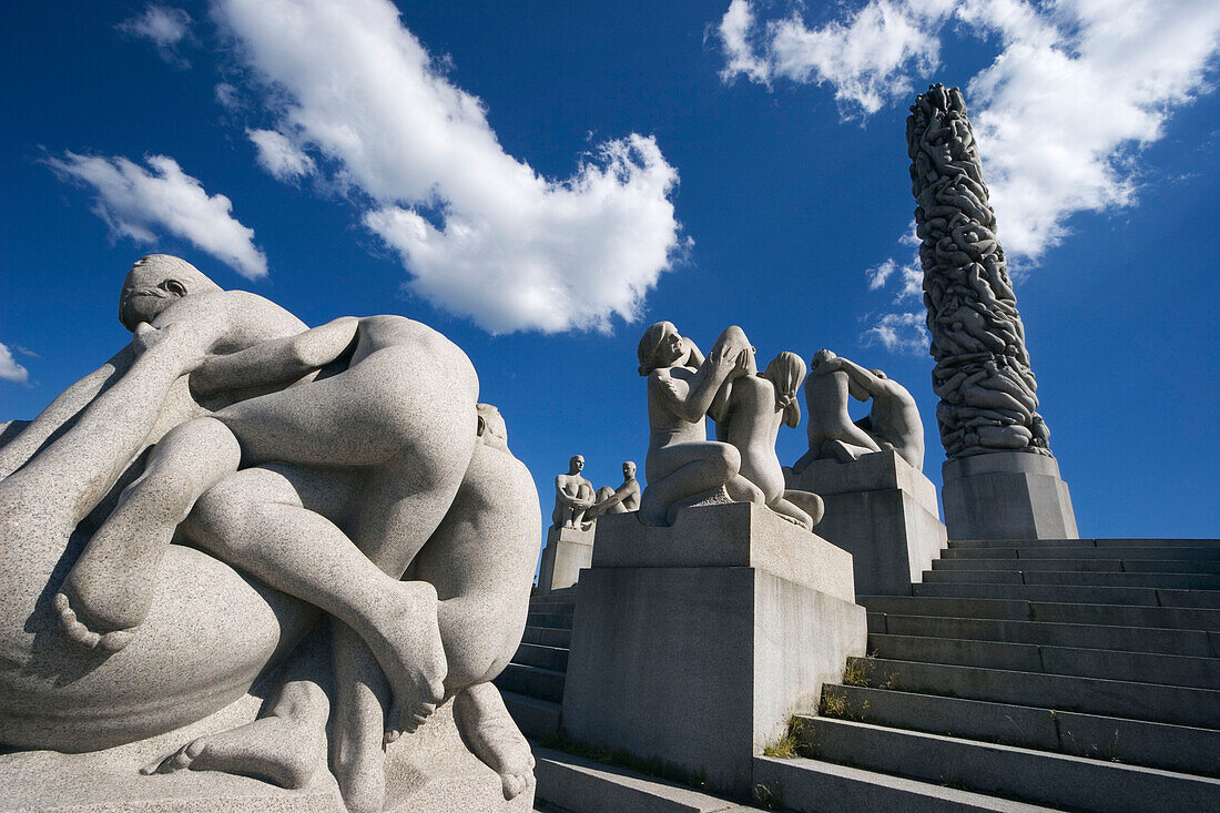 Monolith Plateau, granite sculptures by Gustav Vigeland in Vigeland Park, Oslo, Norway