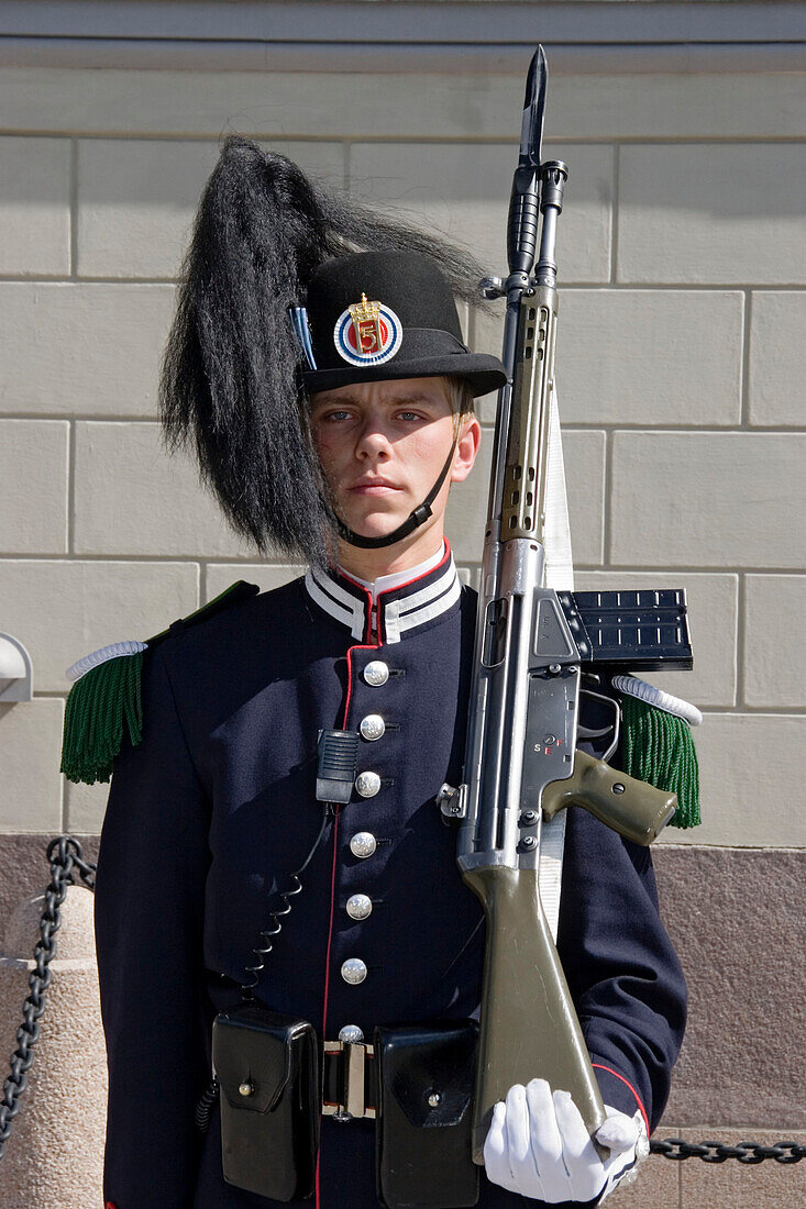 Castle guard in front of the Royal Palace, Oslo, Norway