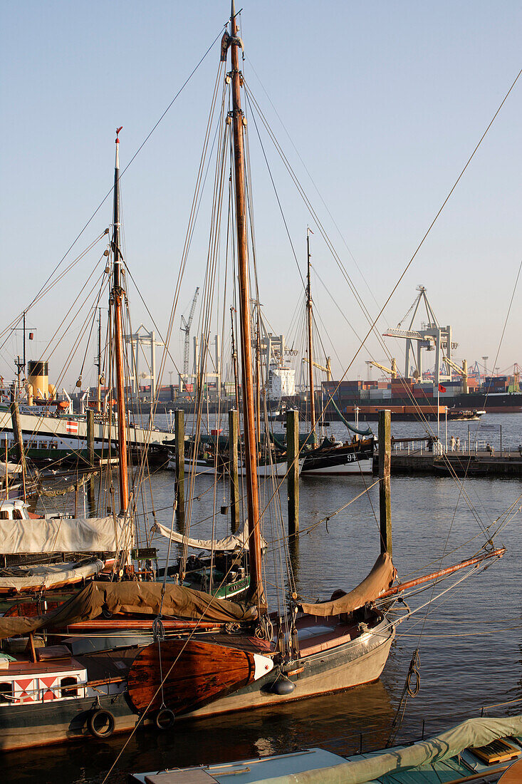 Museum port near the old navigators and mariners village of Ovelgonne, Hamburg, Germany
