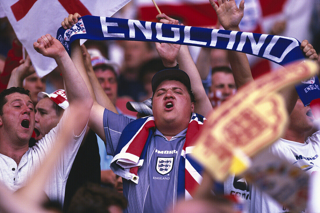 Soccer fans from England jubilating