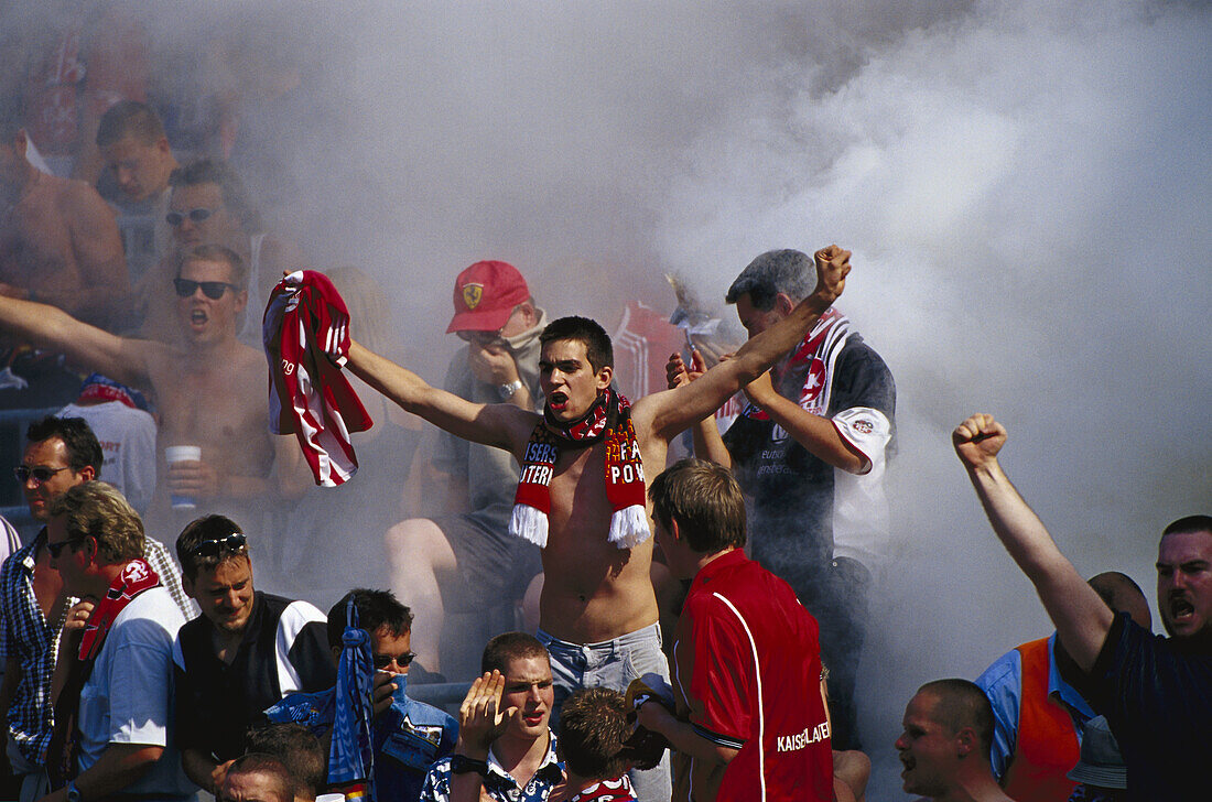 Soccer fans from 1.FC Kaiserslautern German Football League