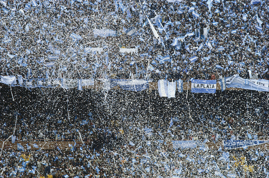 Jubilating Argentinean soccer fans