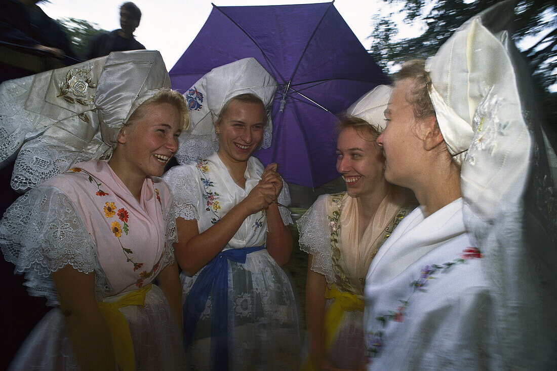 Women in traditional serbian costumes, Spreewald, Brandenburg, Germany