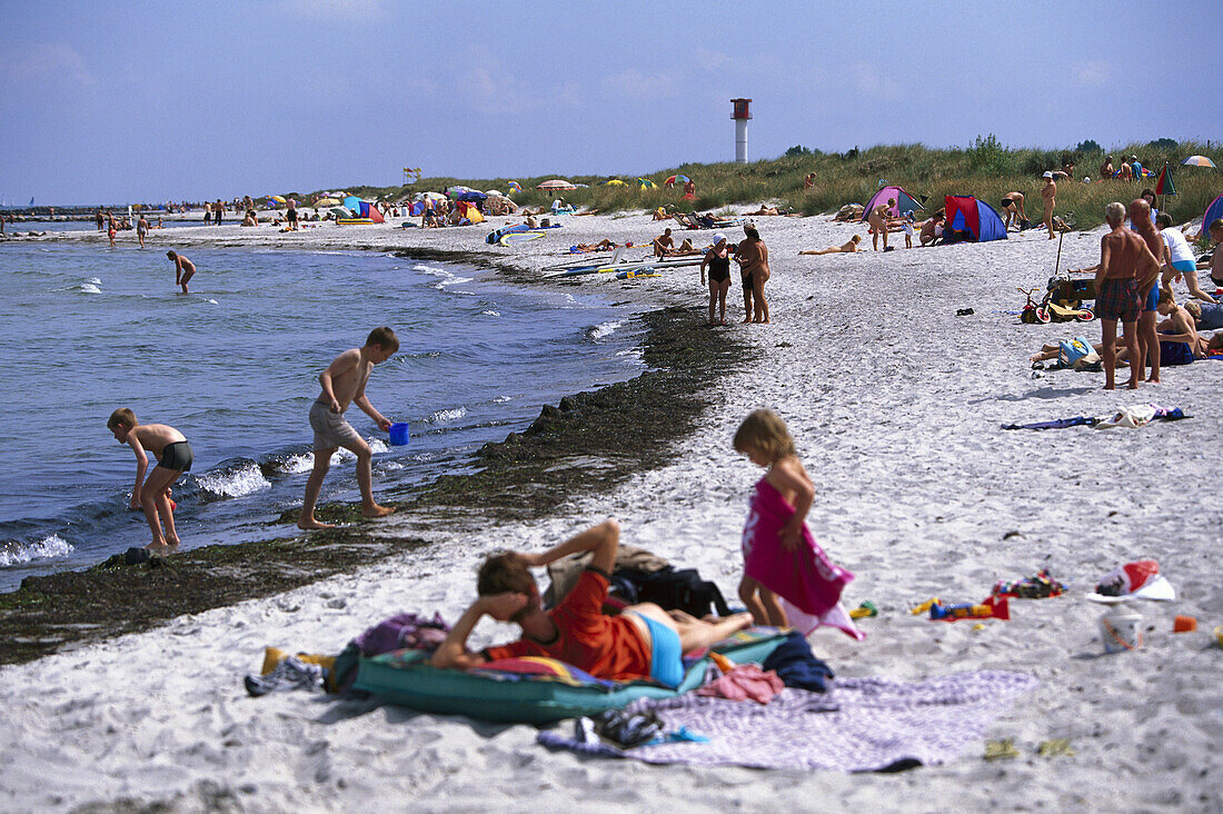 People on the beach, Heidkarte, North Sea, Schleswig Holstein, Germany