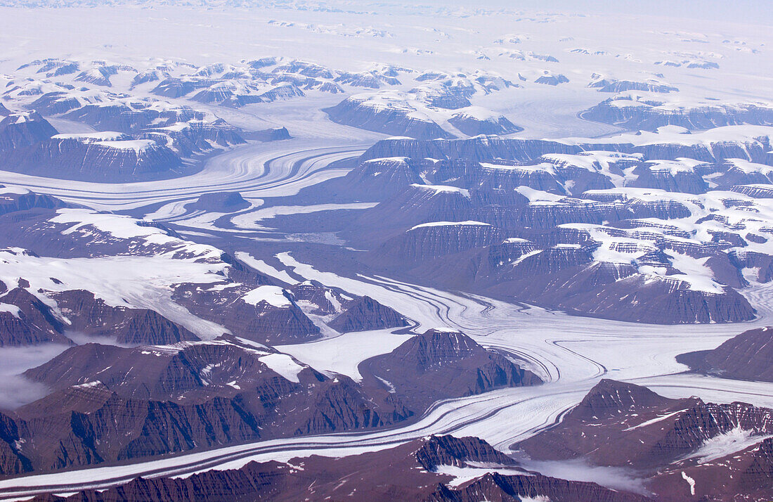 Glaciers, moranes and mountains on greenland's west coast, Greenland