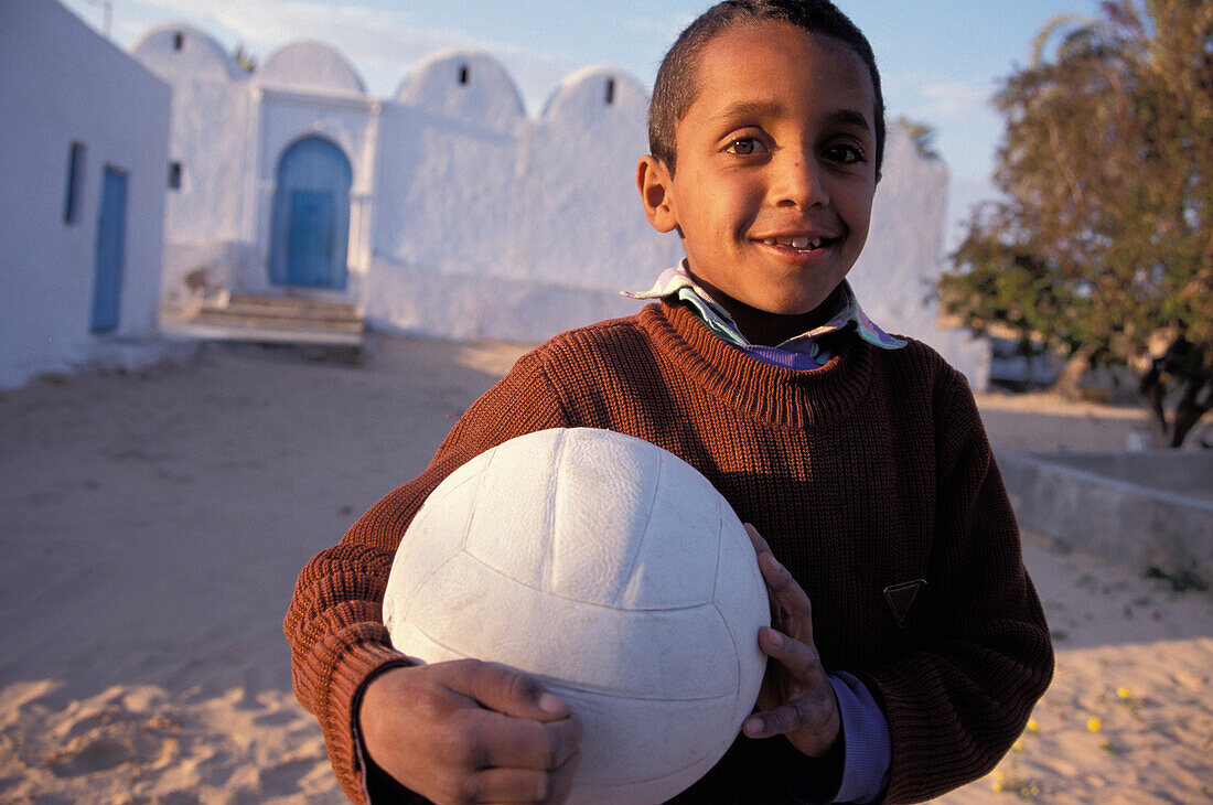 Boy with Football, menzel near Midoun, Djerba, Tunis
