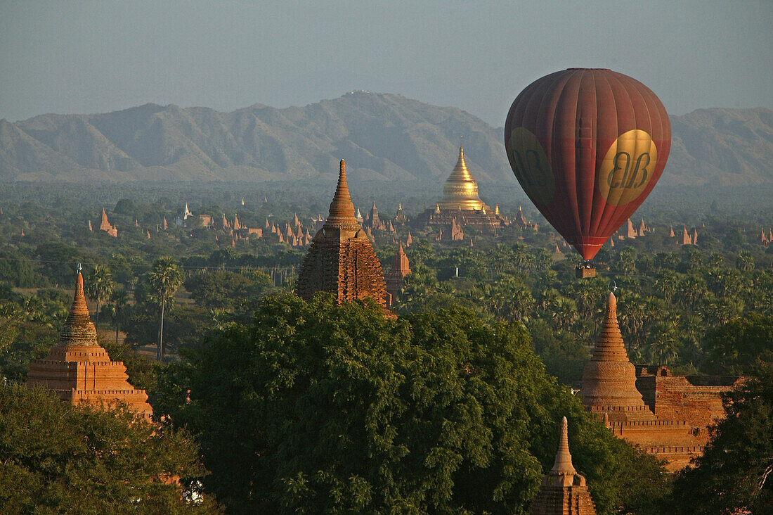 Hot air Balloon over ruins of Pagan, Myanmar