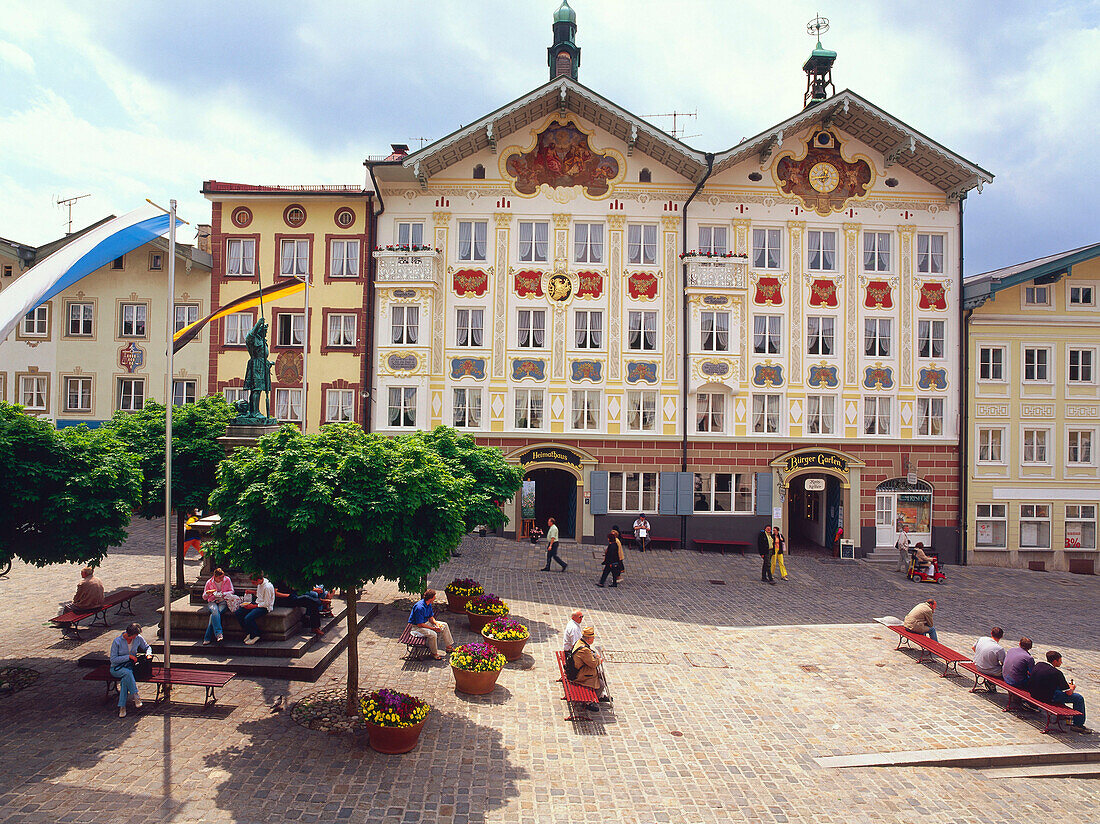 Rathaus, Bad Tölz, Isarwinkel, Oberbayern, Deutschland
