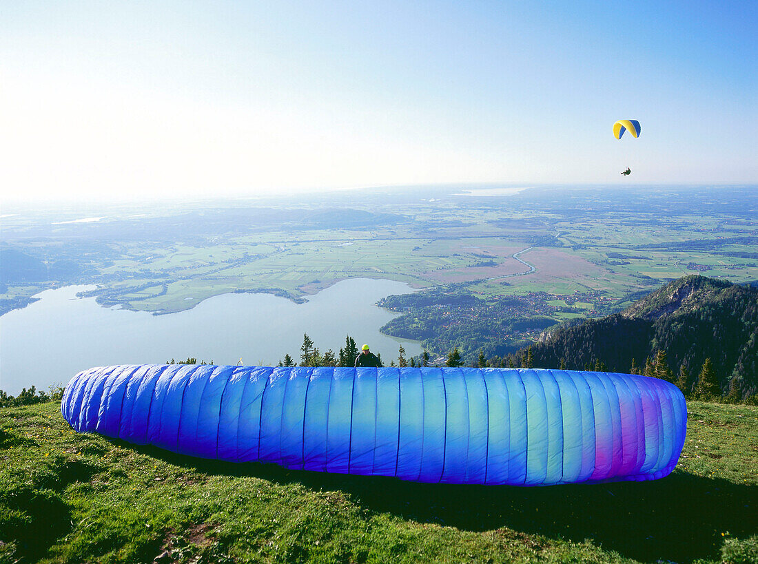 Paragliding, Jochberg, Kochelsee, Upper Bavaria, Germany