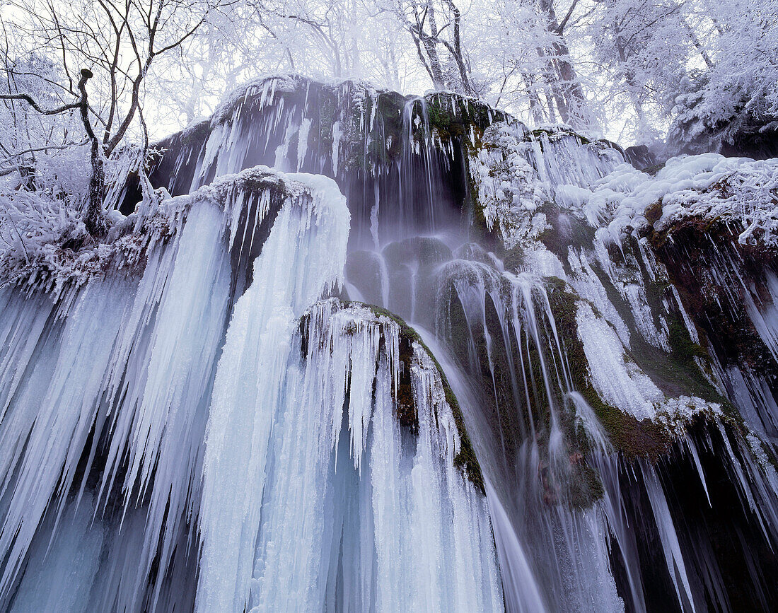 Frozen Waterfall, Scheierfaelle, Upper Bavaria, Germany