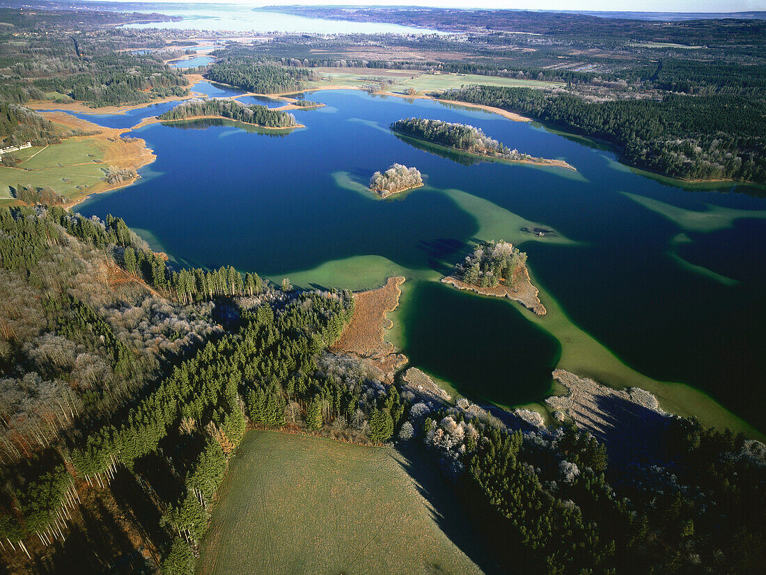 Aerial view of Osterseen, Upper Bavaria, Germany