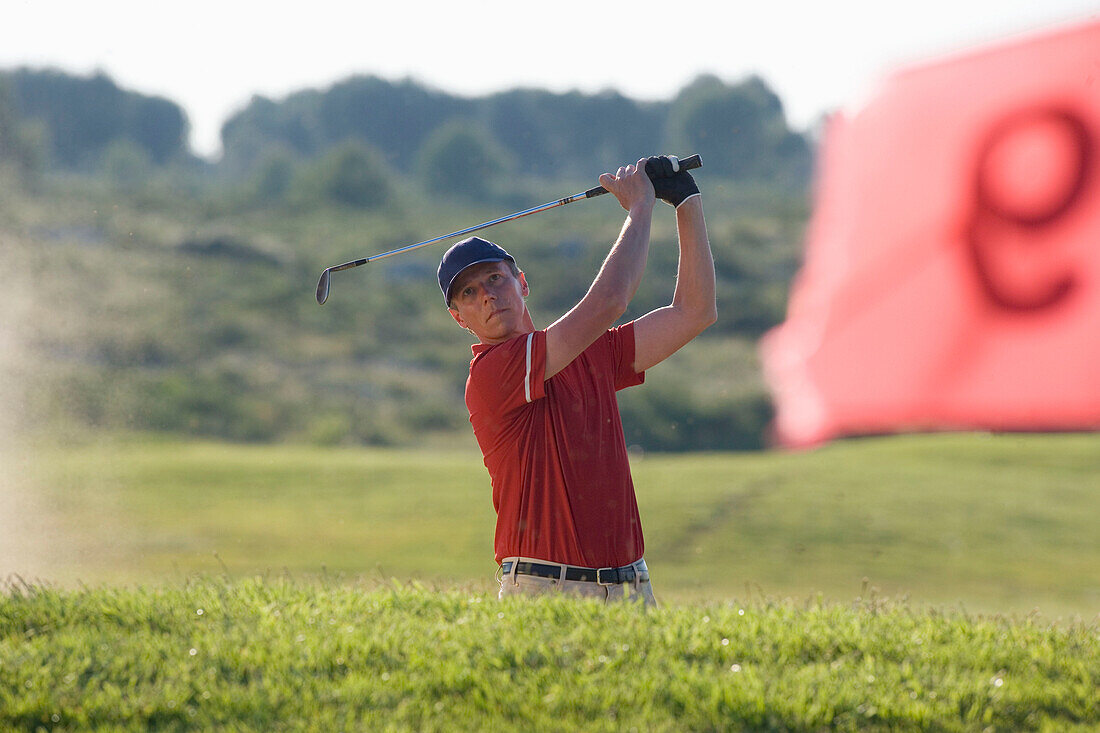 Golfer in Sand Trap, Apulia, Italy