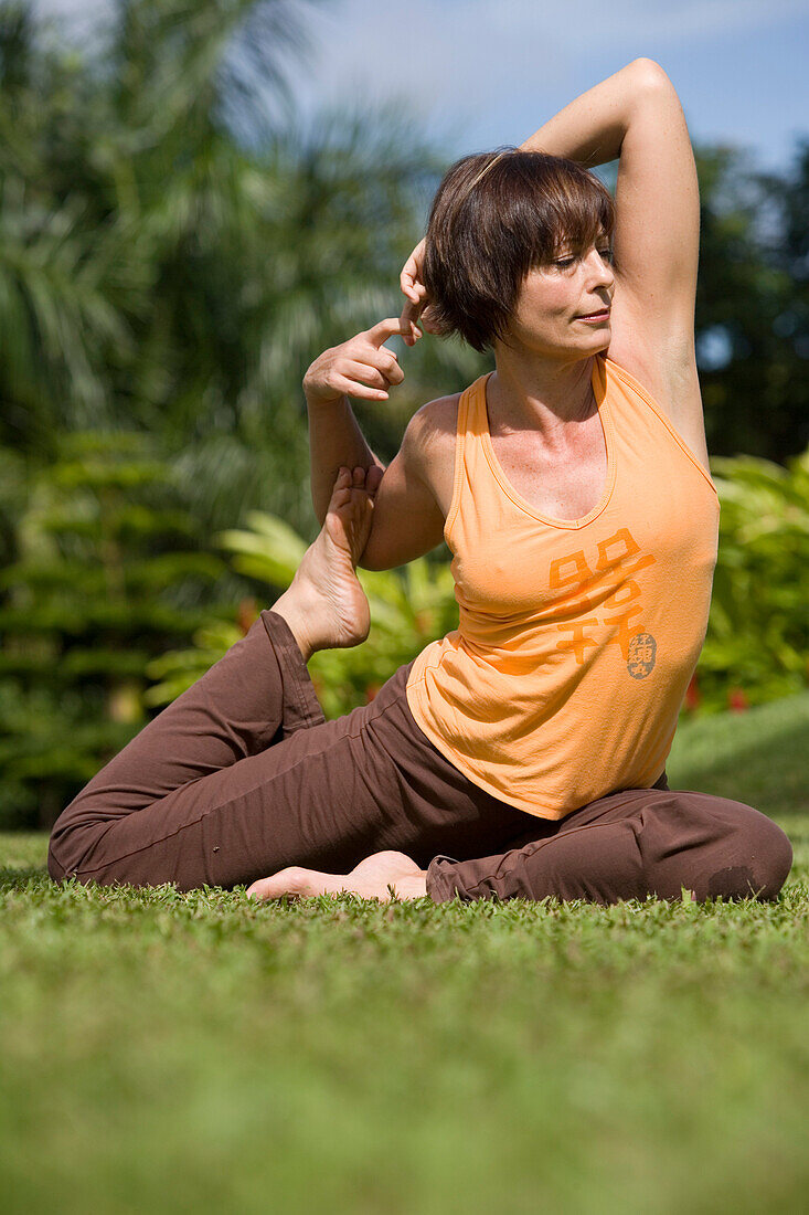 Yoga Session at Hanoa Spa,Hotel Hana-Maui, Hana, Maui, Hawaii, USA