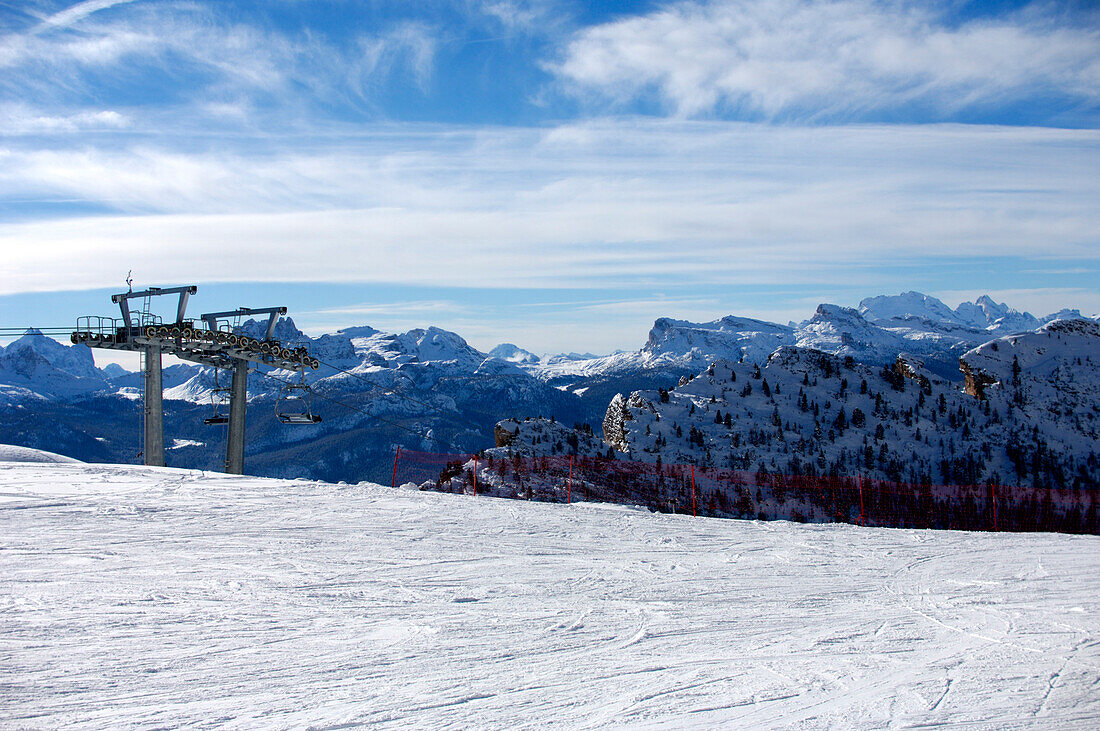 Ski lift in Monte Cristallo, near Cortina D' Ampezzo, Dolomites, Italy