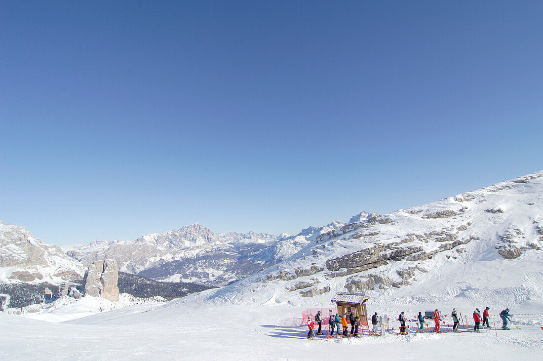 Skier on slope, Gruppo della Marmolada, Dolomites, Italy