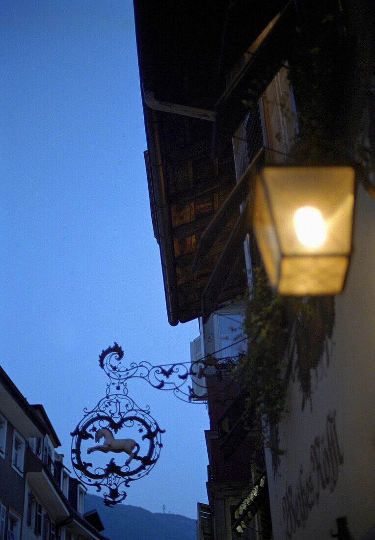 Sign of a restaurant, Bolzano, South Tyrol, Italy