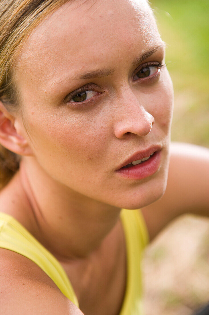 Woman resting after jogging