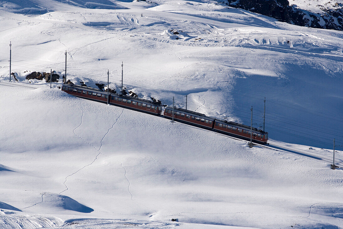 Mountain railway lines near Matterhorn, Zermatt, Valais, Switzerland