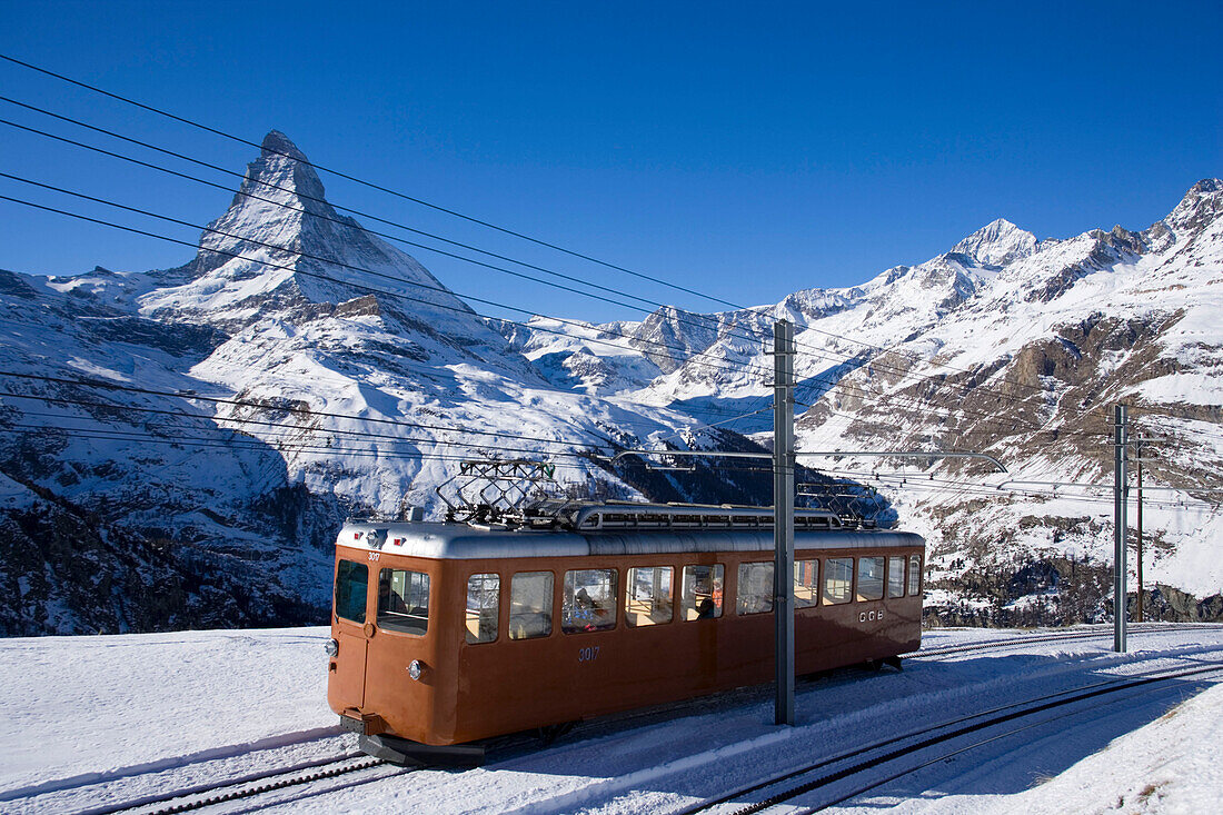 Gornergrat Bahn with Matterhorn (4478 m) in background, Zermatt, Valais, Switzerland