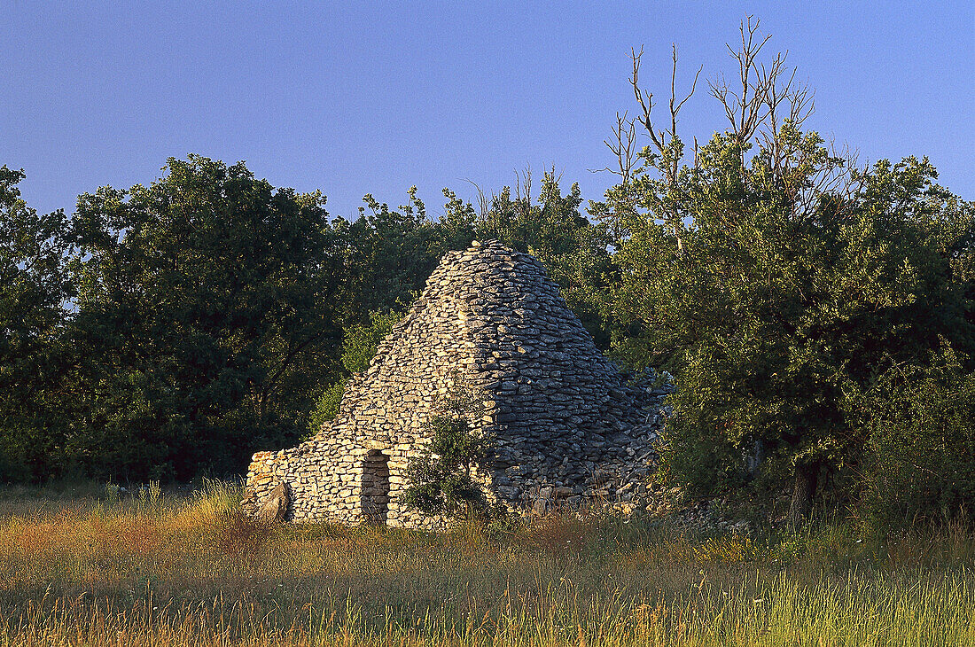 Borie, stone hut in idyllic landscape, Luberon, Vaucluse, Provence, France, Europe