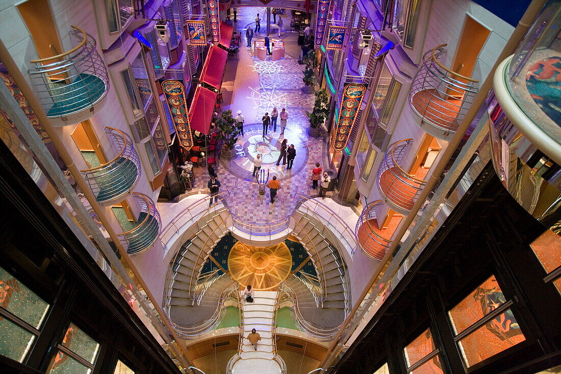 View from Deck 10 onto Royal Promenade,Freedom of the Seas Cruise Ship, Royal Caribbean International Cruise Line