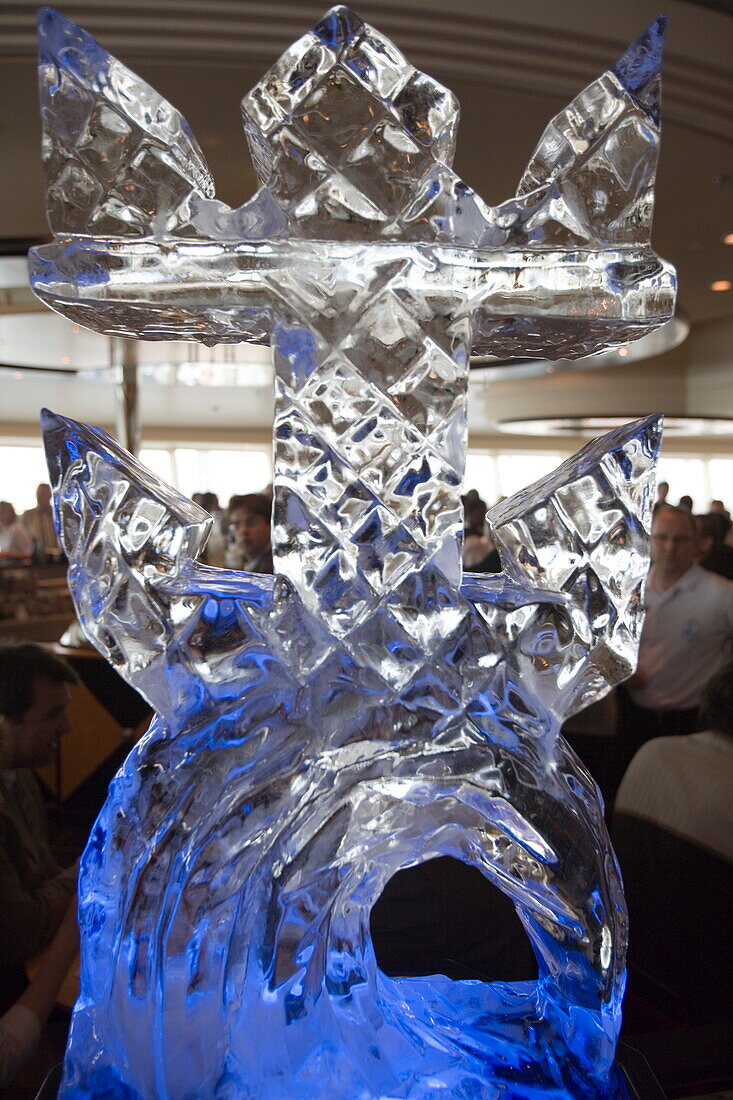 Royal Caribbean Logo Ice Sculpture in Viking Crown Lounge,Freedom of the Seas Cruise Ship, Royal Caribbean International Cruise Line