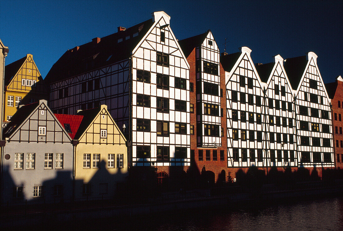 Tenement houses on Granary Island, Old Town in Gdansk, Danzig, Poland