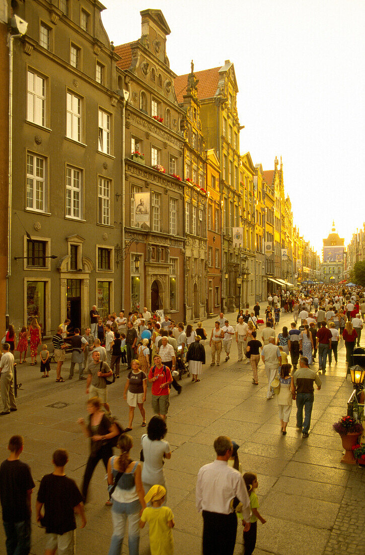 Altstadt - Dlugie Straße bei Sonnenuntergang, Gdansk, Danzig, Polen