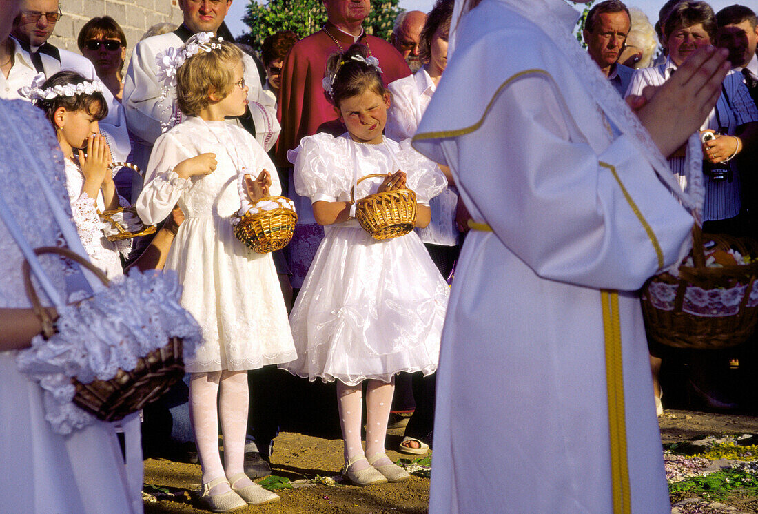 Procession on Flower Carpets for the Corpus Christi celebration in Spicimierz near Lodz, Poland