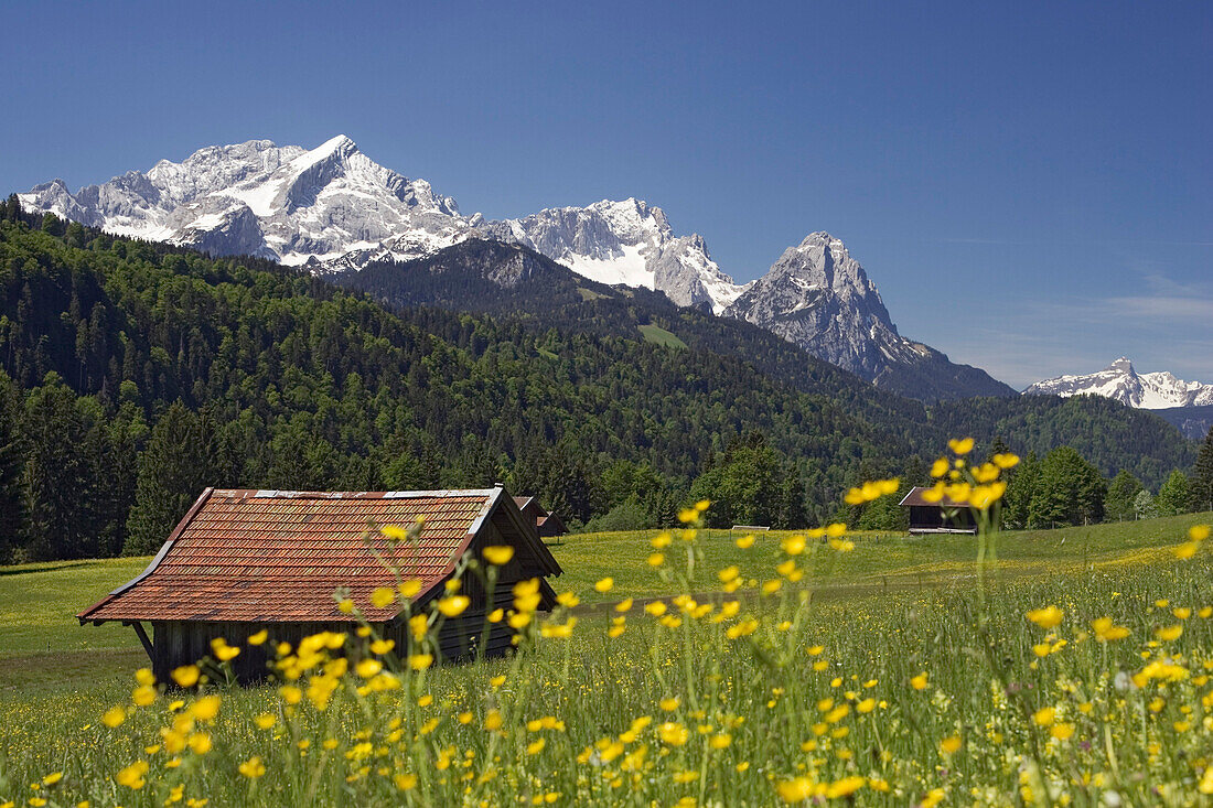 Werdenfelser Land, Wetterstein Mountains, Zugspitze, Alps, Upper Bavaria, Bavaria, Germany