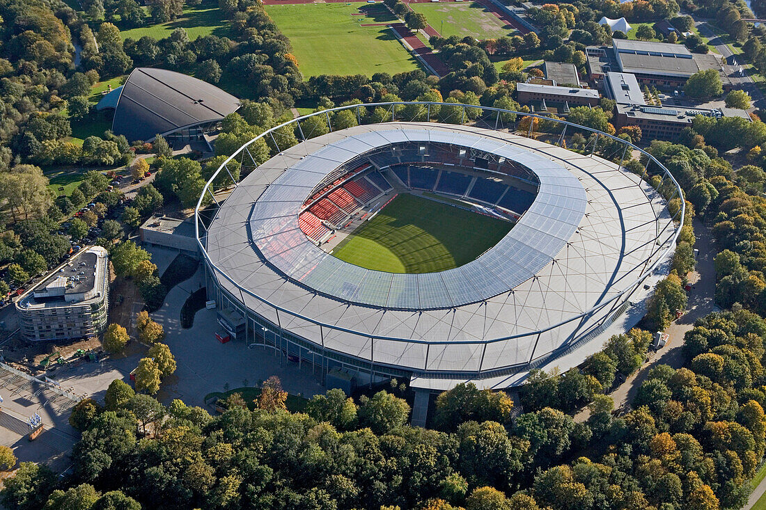 AWD-Arena, Blick von oben auf ein Fußballstadion, Hannover, Deutschland