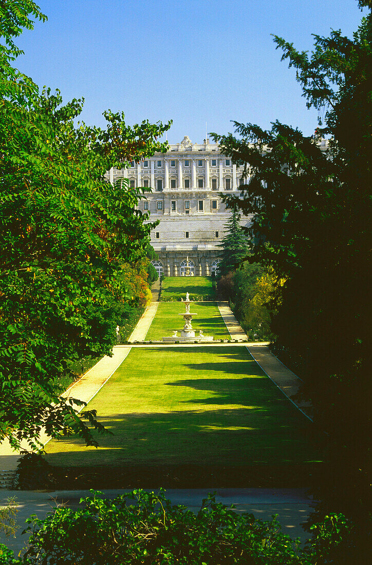 Palacio Real,Royal Palace,from Campo del Moro,Madrid,Spain
