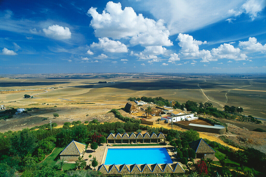 Carmona,Parador hotel swimming pool,Province Sevilla,Andalusia,Spain