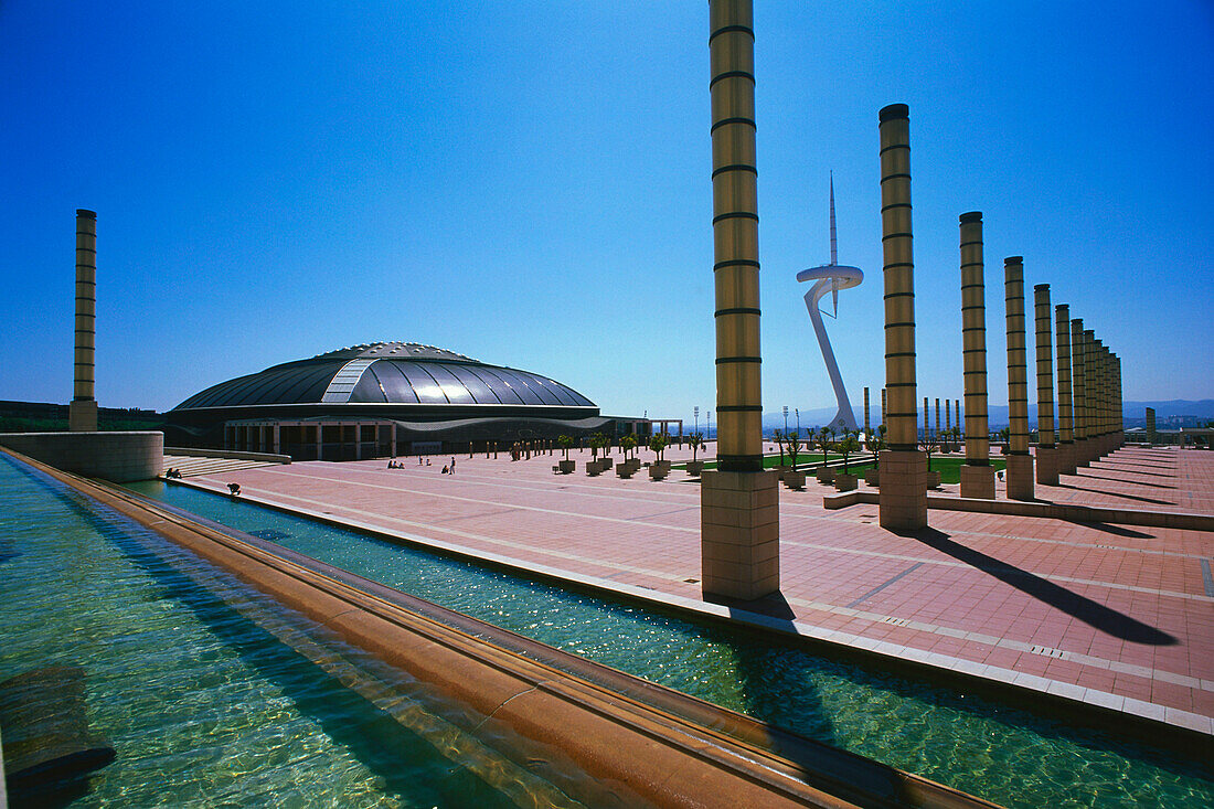 Palau de St. Jordi and esplanade, Anell Olimpic, Barcelona, Catalonia, Spain